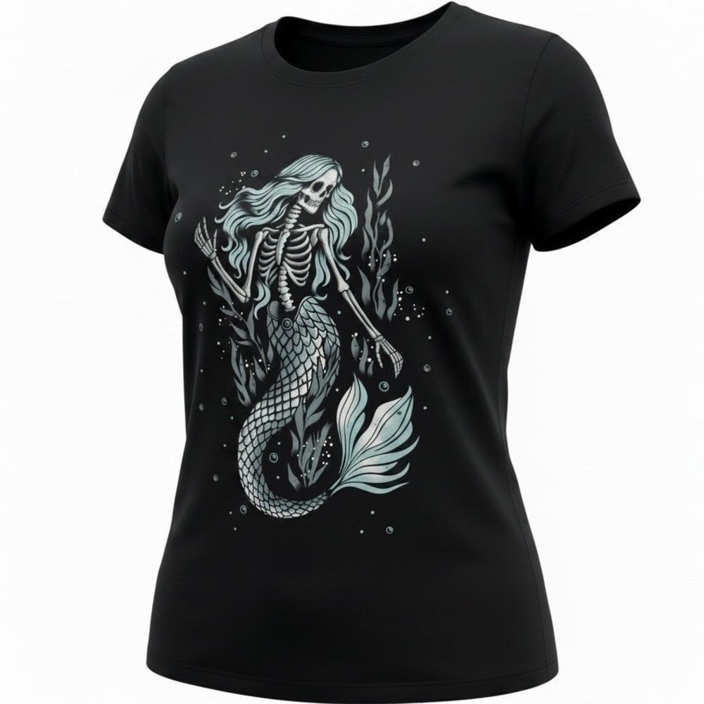TORRID Skeleton Mermaid Classic Heritage Jersey Crew Tee NWT Size 4X - Picture 2 of 12